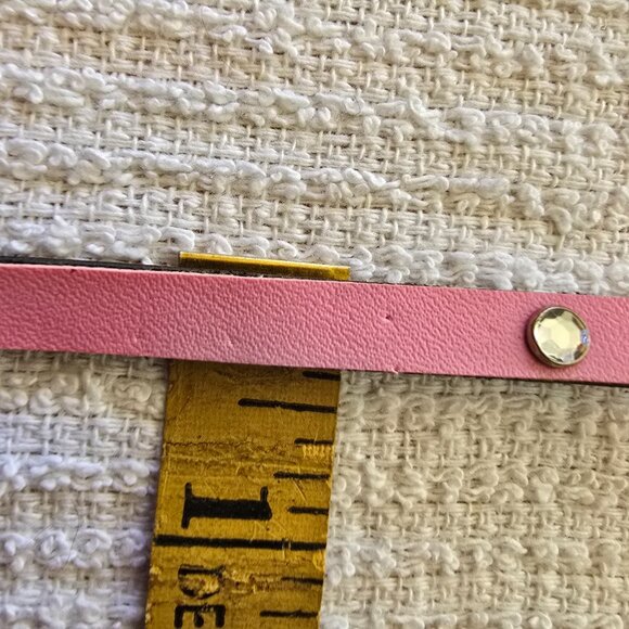 Vintage Pink Leather Slim Belt with Silver Rhinestone Buckle & Studs - Picture 6 of 7
